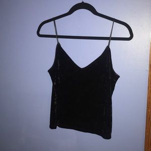Black velvet v-front tank top